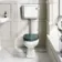 Hudson Traditional Low-Level Toilet With Midnight Green Seat & Pedestal Basin - Single Tap Hole