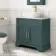 Lucia Midnight Green Vanity with Marble Top & Curved Counter Top Basin 840mm - Brass Knurled Handles