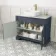 Lucia Inky Blue Vanity with Marble Top & Curved Counter Top Basin 1030mm - Brass Knurled Handles