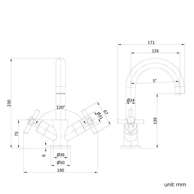 Exe Brushed Brass Basin Mixer Tap