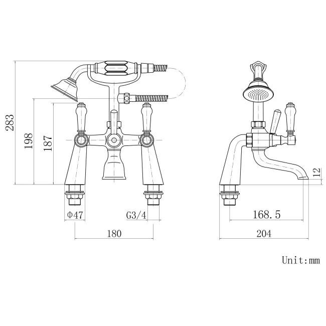 Cherwell Traditional Chrome Bath Shower Mixer Tap