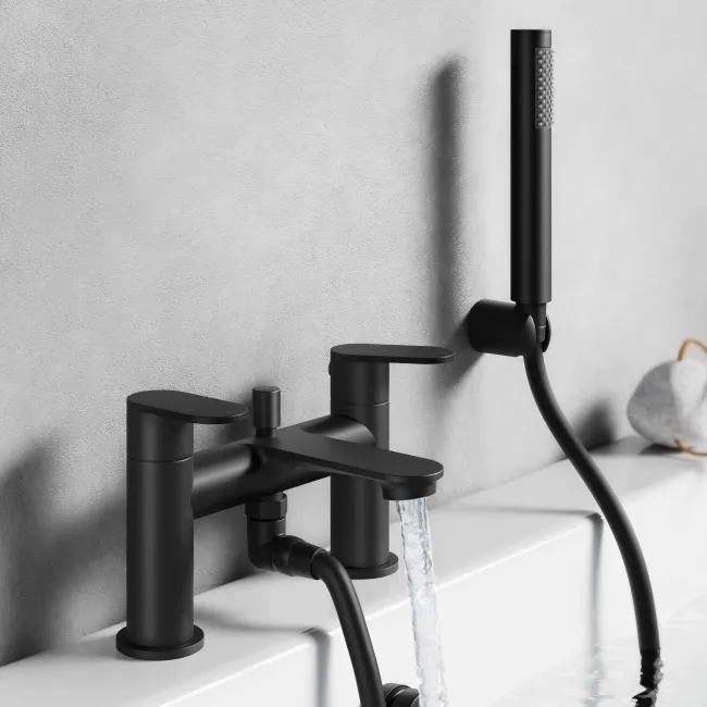 Avill Matt Black Bath Filler & Handheld Shower