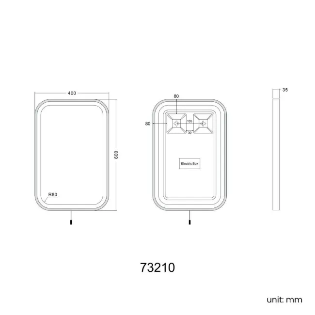 Olivia Battery Operated Black Framed Illuminated LED Mirror 600x400mm