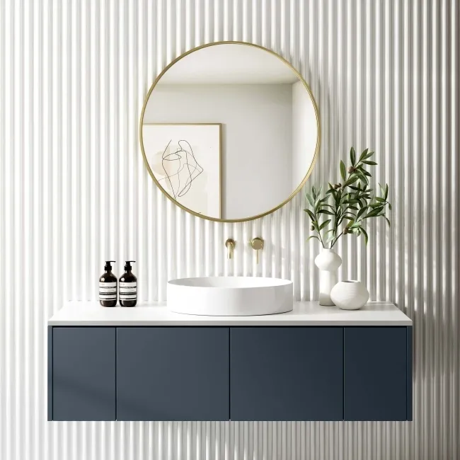 Mollie Brushed Brass Round Bathroom Mirror 800mm
