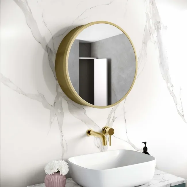 Mollie Matt Brass Round Mirror Cabinet 500mm