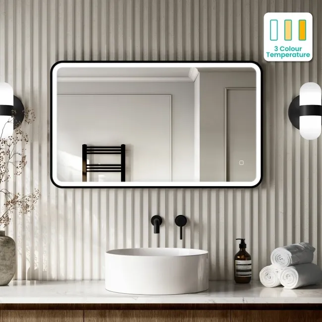 Mila Black Framed Illuminated LED Mirror 600x1000mm