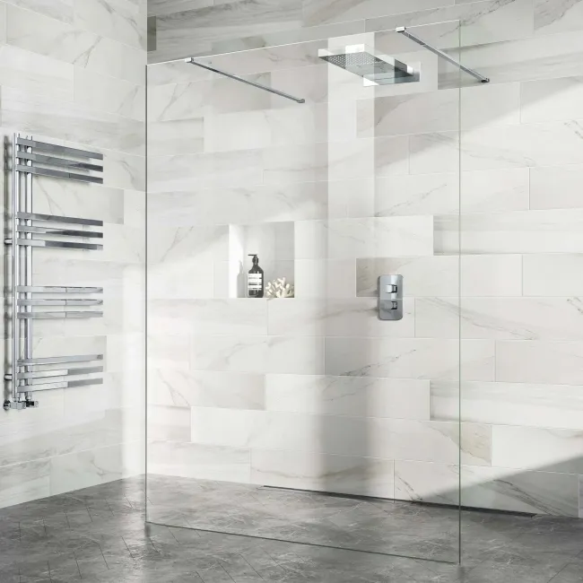 Copenhagen Easy Clean 8mm Walk Through Wet Room Shower Glass Panel 1400mm