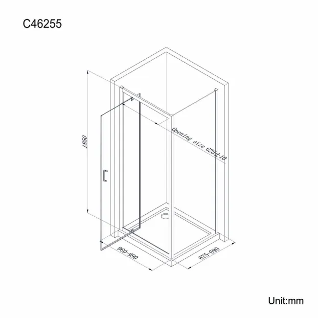 London 6mm Pivot Shower Enclosure 1000x700mm