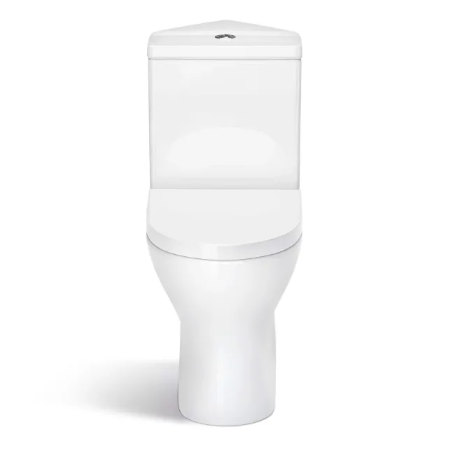 Orlando Rimless Fully Back to Wall Close Coupled Corner Toilet With Soft Close Seat