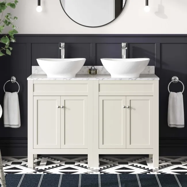 Bermuda Chalk White Vanity with Marble Top & Oval Counter Top Basin 1200mm