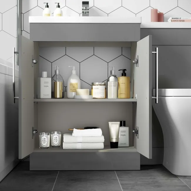 Avon Stone Grey Combination Vanity Basin and Atlanta Toilet 1100mm - Left Handed