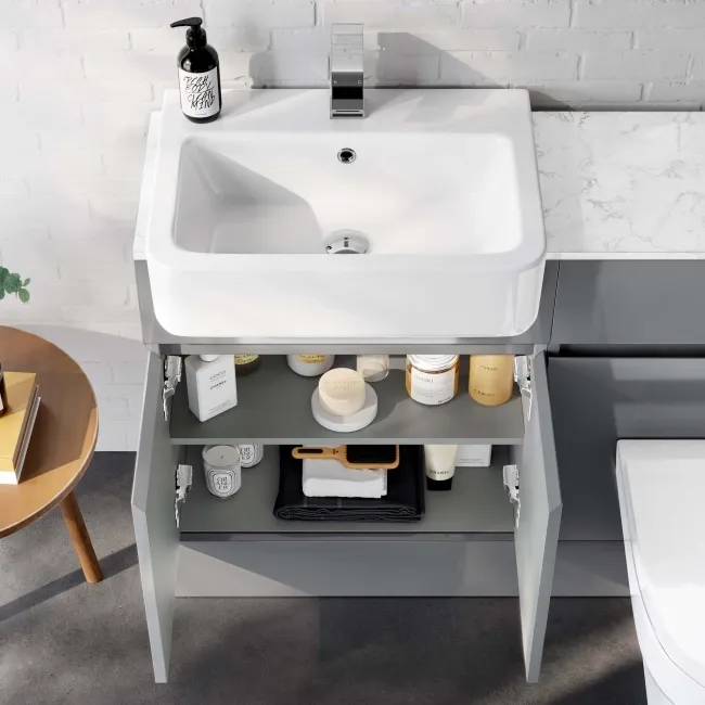 Foster Stone Grey Combination Vanity Basin with Marble Top & Denver Toilet 1200mm