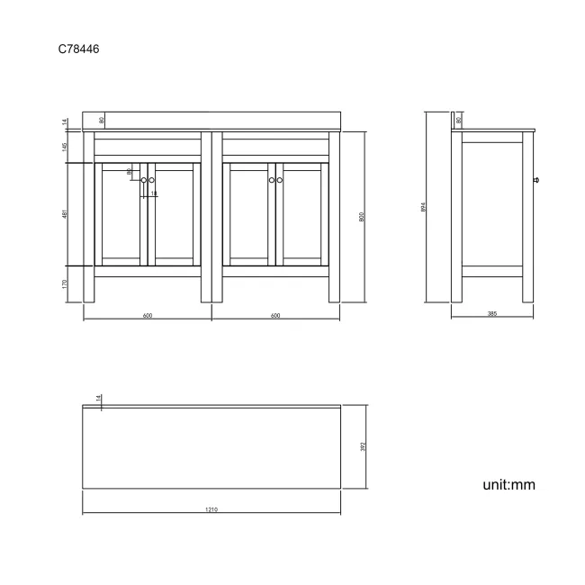 Bermuda Inky Blue Cabinet with Marble Top 1200mm - Excludes Counter Top Basins