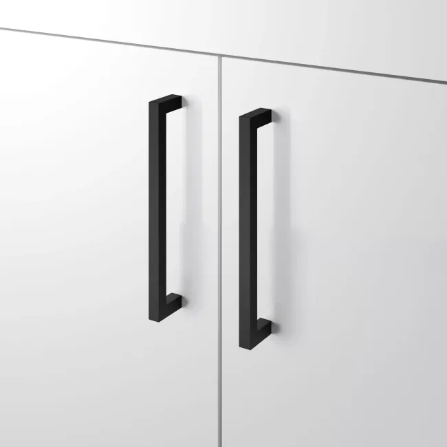 Mersey Gloss White Combination Vanity Basin and Houston Toilet 1000mm - Black Accents