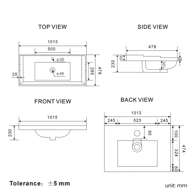 Lucia Inky Blue Basin Vanity 1030mm