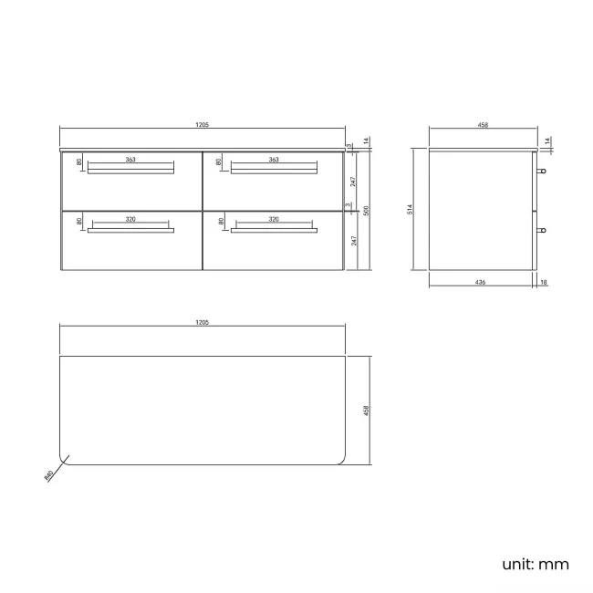 Omaha Gloss White Wall Hung Drawer Vanity with Marble Top 1200mm (Excludes Counter Top Basin) - Brushed Brass Accents