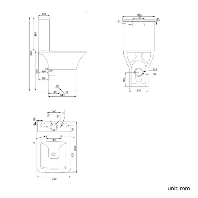 Dallas Rimless Comfort Height Close Coupled Toilet With Slim Soft Close Seat