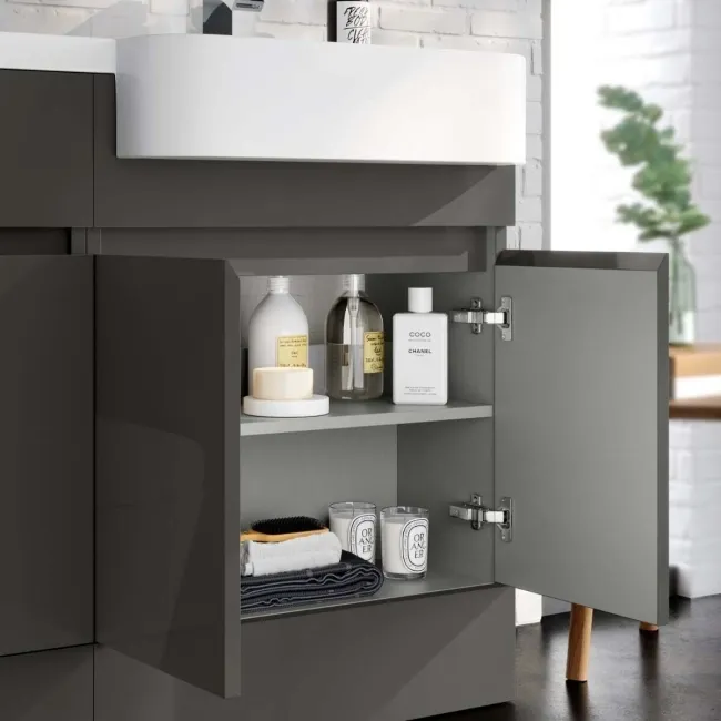 Foster Tungsten Grey Combination Vanity Basin and Houston Toilet 1200mm - Right Handed