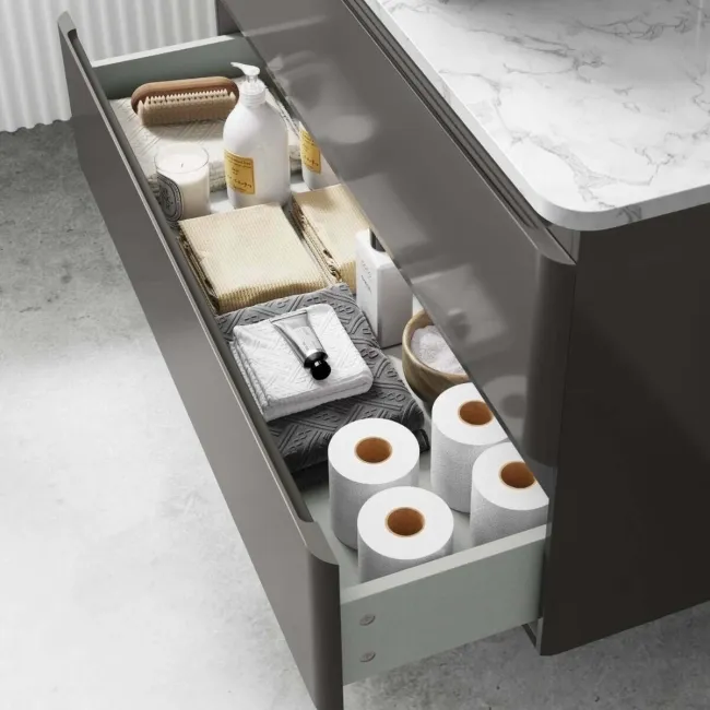 Corsica Tungsten Grey Vanity Drawer with Marble Top & Marin Basin 1000mm
