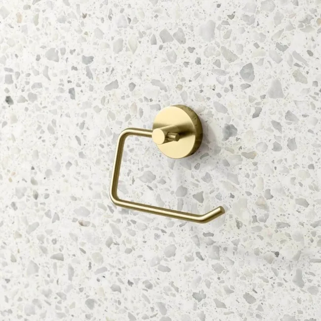 Sofia Brushed Brass Toilet Roll Holder & Towel Ring