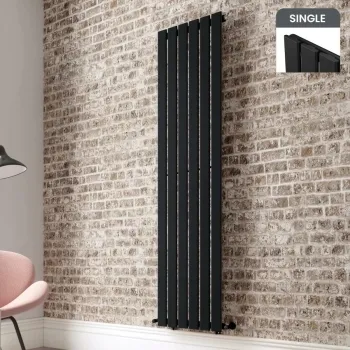 Faro Matt Black Single Flat Panel Vertical Radiator 1800x420mm