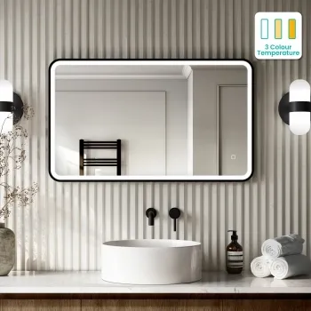 Mila Black Framed Illuminated LED Mirror 600x1000mm
