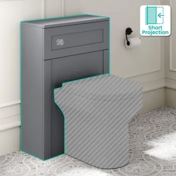 Milos Fog Grey Slimline Back To Wall Toilet Unit 500mm