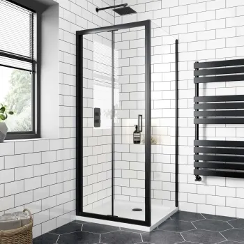 London Matt Black 6mm Bifold Shower Enclosure 760x760mm