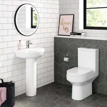 Denver Rimless Close Coupled Toilet & Pedestal Basin Set