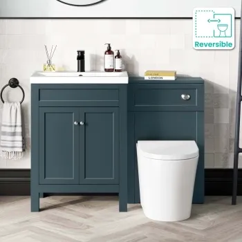 Bermuda Inky Blue Combination Vanity Basin and Boston Toilet 1100mm
