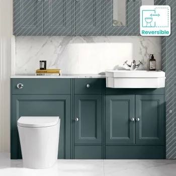 Monaco Midnight Green Combination Vanity Traditional Basin with Marble Top and Boston Toilet 1500mm