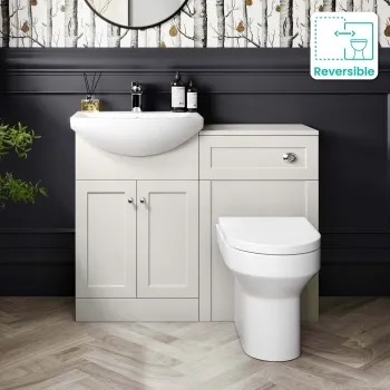 Capri Cotton White Combination Vanity Basin and Denver Toilet 1050mm - Chrome Handles