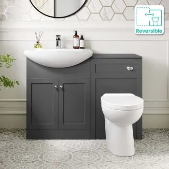 Capri Slate Grey Combination Vanity Basin and Austin Toilet 1150mm - Chrome Handles