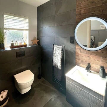 Mollie Black Framed Round Illuminated LED Mirror 600mm