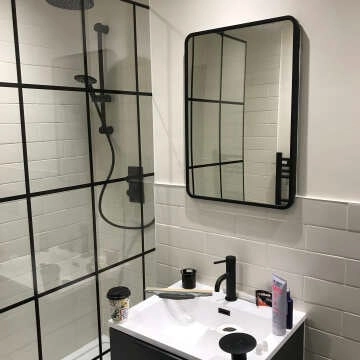 Olivia Black Framed Mirror Cabinet 710x500mm