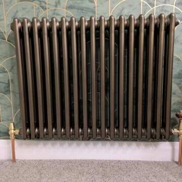 Athens Antique Gold Double Column Horizontal Traditional Radiator 600x785mm