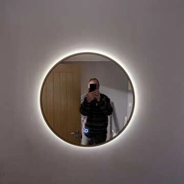 Delilah Brushed Brass Round Backlit Illuminated LED Mirror 600mm