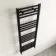 Naples Premium Matt Black Straight Heated Towel Rail 1200x450mm