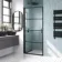 Toulon Matt Black Grid Easy Clean 6mm Pivot Shower Door 900mm