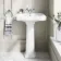 Hudson Traditional Close Coupled Toilet With Inky Blue Seat & Pedestal Basin - Single Tap Hole