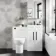 Avon Gloss White Combination Vanity Basin and Aruba Toilet 1000mm - Black Accents