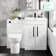 Avon Gloss White Combination Vanity Basin and Aruba Toilet 1100mm - Black Accents