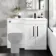Avon Gloss White Basin Vanity and Back To Wall Unit 1100mm - Black Accents - Right Handed