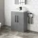 Avon Stone Grey Basin Vanity 600mm - Black Accents