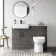 Harper Charcoal Elm Combination Vanity Basin with Marble Top & Miami Toilet 1200mm - Black Accents