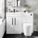 Avon Gloss White Combination Vanity Basin and Boston Toilet 1100mm - Black Accents - Left Handed