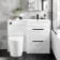 Avon Gloss White Combination Basin Drawer and Boston Toilet 1100mm - Black Accents - Right Handed