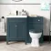 Bermuda Inky Blue Combination Vanity Basin and Hudson Toilet with Wooden Seat 1100mm