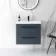 Elba Inky Blue Wall Hung Basin Drawer Vanity 600mm - Black Accents