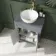 Bermuda Dove Grey Vanity with Round Counter Top Basin 600mm - Brushed Brass Accents